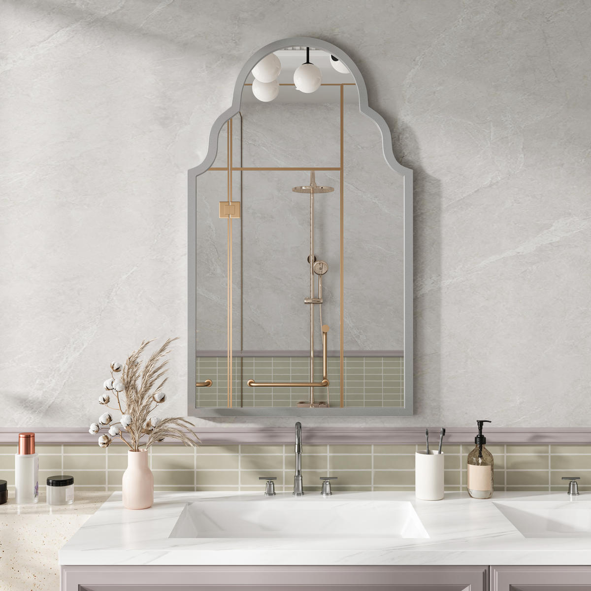 WANDSPIEGEL Rechteckig 61x101x3cm Silber mit Metallrahmen Für Badezimmer,Wohnzimmer,Flur - Silberfarben, Glas (61/101/3cm) - Modfu