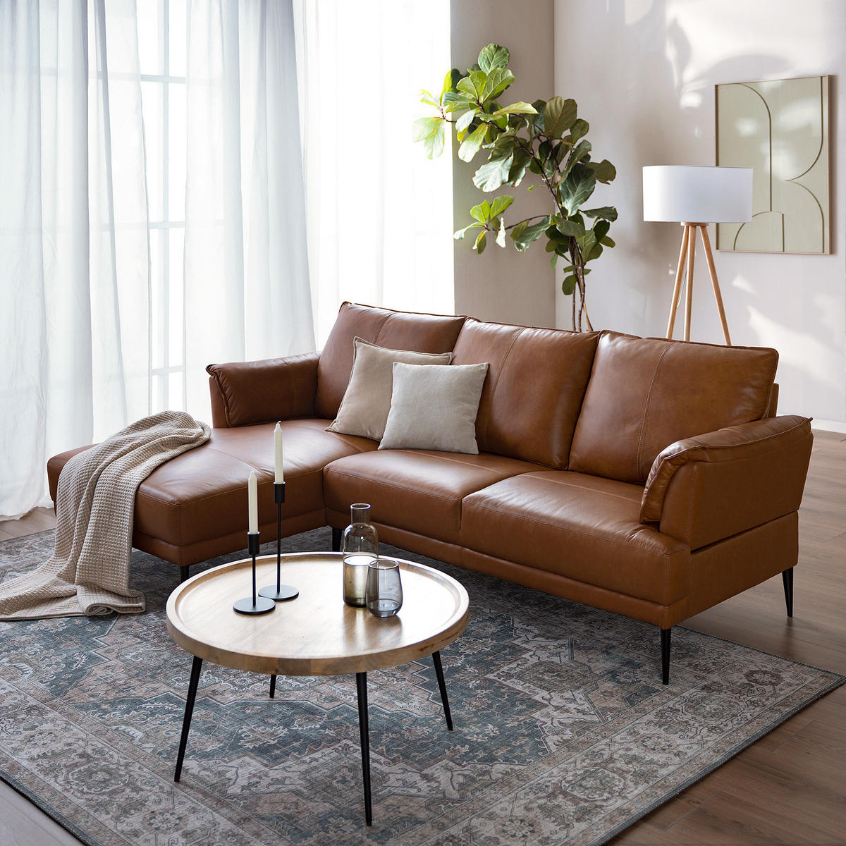 COUCHTISCH - Mango / Schwarz - Schwarz/Naturfarben, Holz/Metall (75/75/39cm) - home24