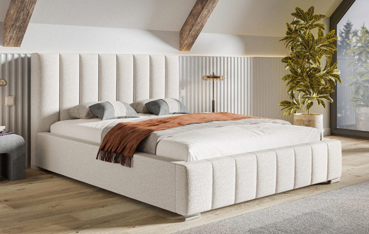 BETT Creme BEN 10 Mit Bettkasten 140x200 cm - Schwarz, Textil (140/200cm) - Sepro Meble
