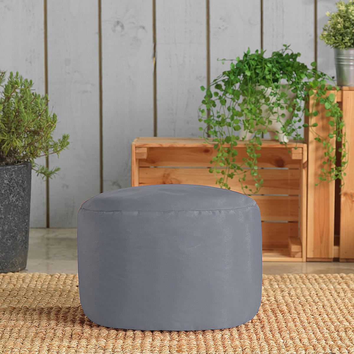 SITZPOUF Klassisch Rund - Grau, Kunststoff (38/20/38cm) - Veeva