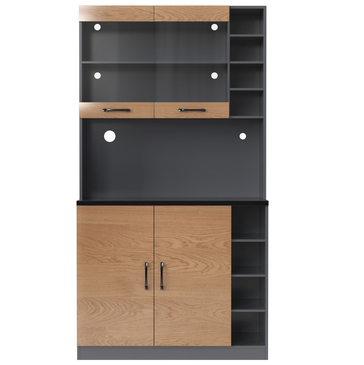 BUFFET 100/47/187 cm grau/natur aus MDF mit LED - Naturfarben, Holzwerkstoff (100/187/47cm) - OKWISH
