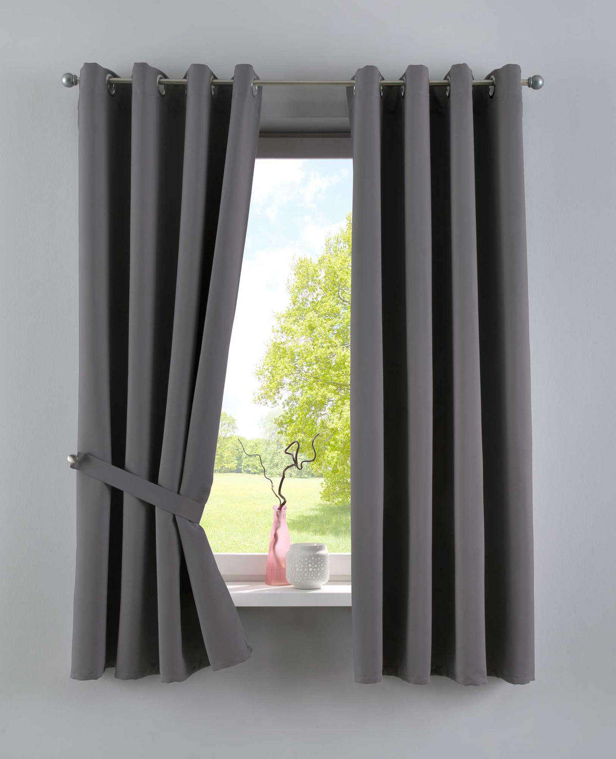 VORHANG »NEW YORK« HxB 245x295 cm Dunkelgrau - Dunkelgrau, Textil (295/245cm) - Gardinenbox