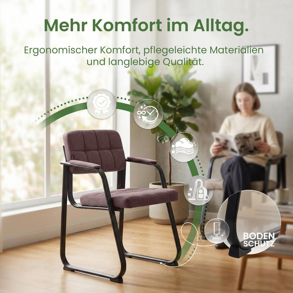 ARMLEHNENSTUHL Stoff braun - Braun, Textil/Metall (59/84/58cm) - CLP