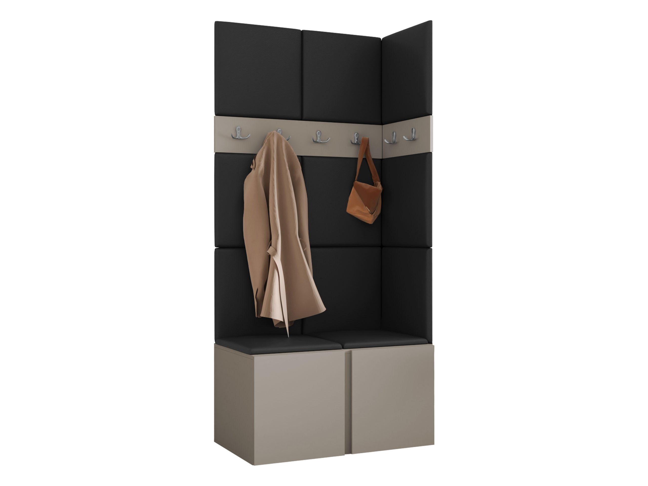 GARDEROBEN-SET Orion I - Kaschmir/Schwarz, Holzwerkstoff/Kunststoff (84/186/46cm) - MIRJAN24
