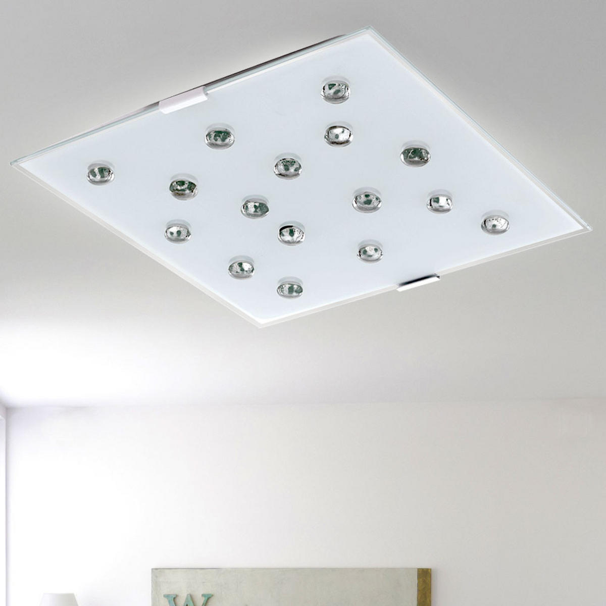 LED DECKENLEUCHTE Stahl Weiß - Weiß, Glas (29/29/7.5cm)