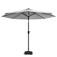 SONNENSCHIRM aus Polyester Metall in Grau mit befüllbarer Kunststoff-Sockel drehbar 360° neigbar 60° 3 x 2.4m Ø44,5 × 28 cm - Grau, Metall (300/240cm) - Livingandhome