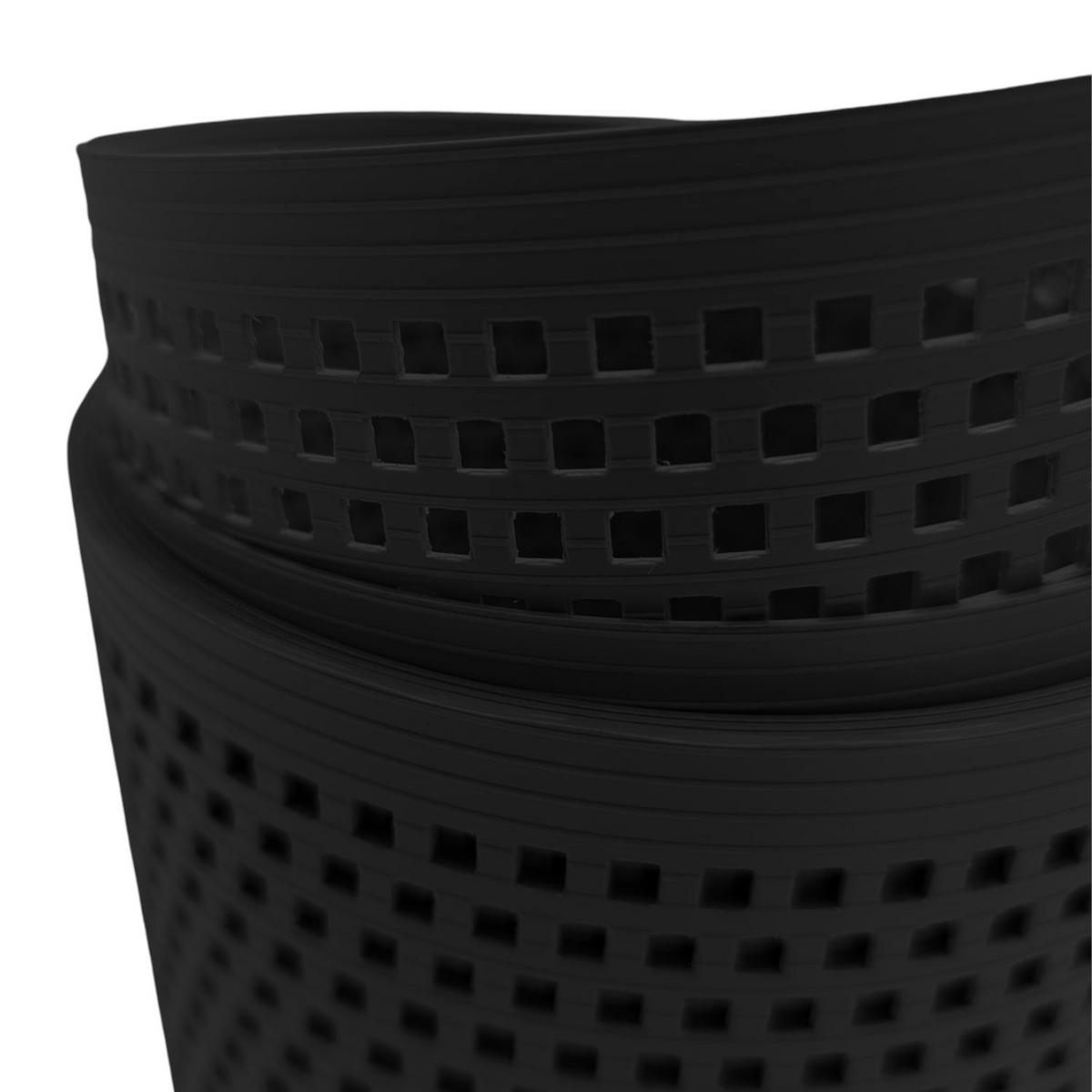SICHTSCHUTZSTREIFEN Rille Gelocht Quadrat-Muster für Doppelstabmatten Schwarz 2,55m - Schwarz, Kunststoff (255/19cm) - ZAUN|ZU