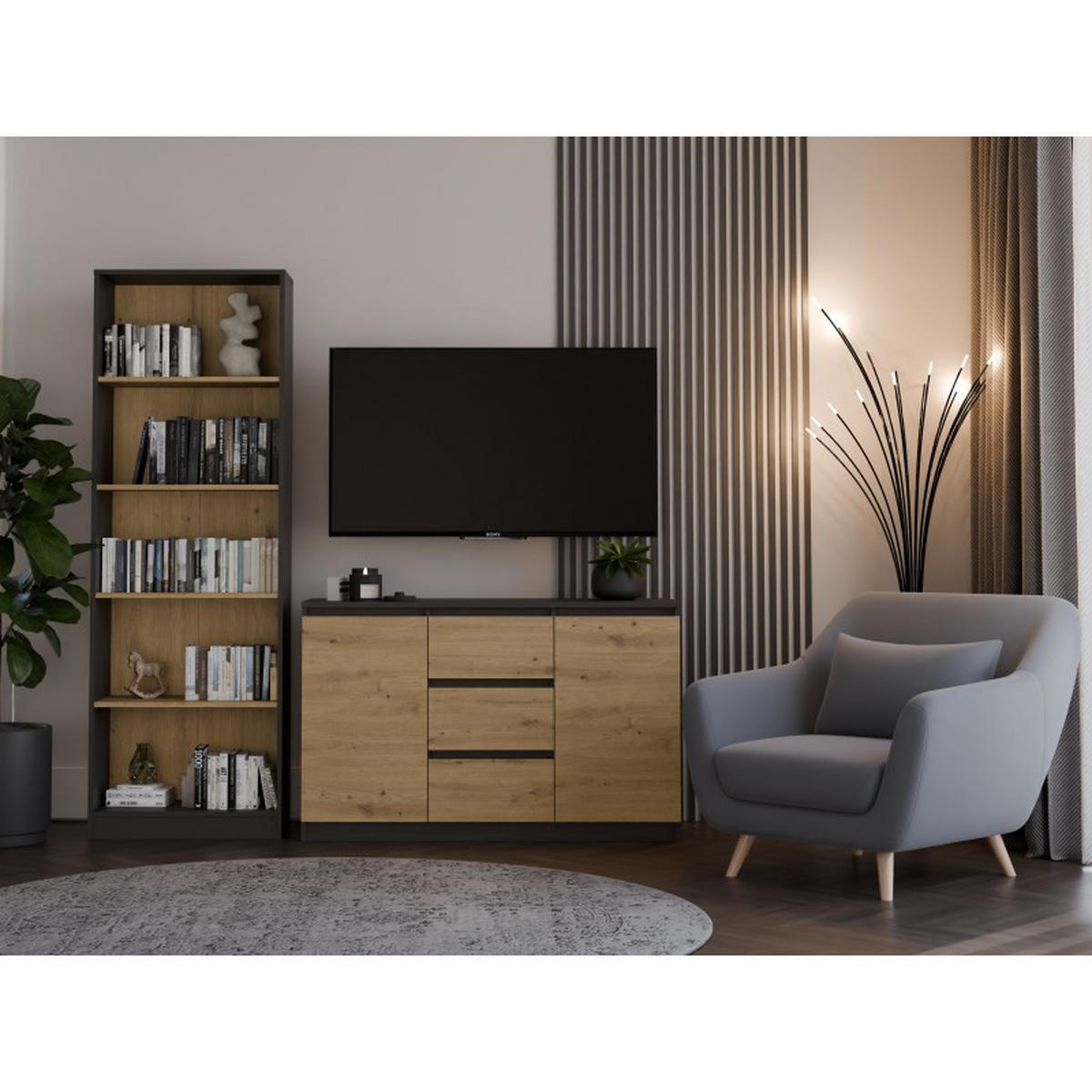 KOMMODE Anthrazit, Artisan 120/75/40 - Anthrazit, Holzwerkstoff (120/75/40cm) - RAUMHIRSCH FURNITURE