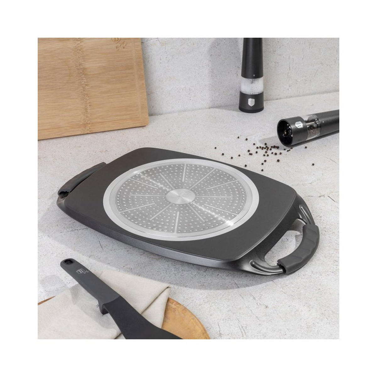 GRILLPFANNE Schwarz 42/29/2 cm BH8137 - Schwarz, Metall (42cm) - Berlinger Haus