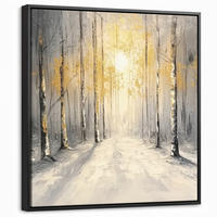 LEINWAND Bilder mit Rahmen - Winter - Abstrakt - Schnee - Natur - Sonne - 50x50 - Grau, Textil (50/50cm) - MuchoWow