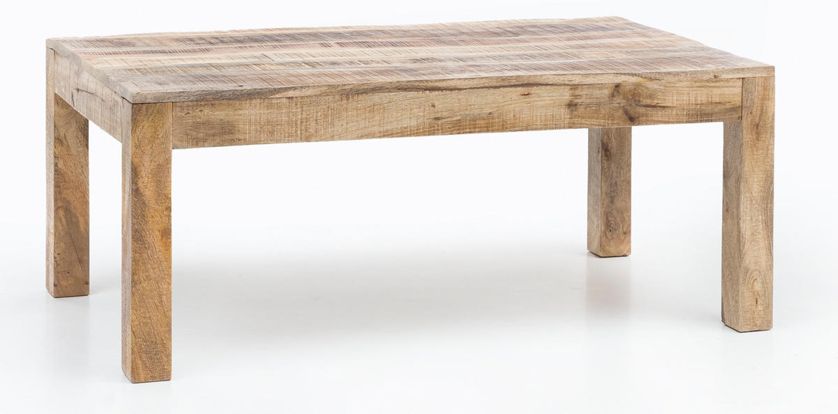 COUCHTISCH aus recyceltem Mango-Holz im Shabby-Chic Stil mit großer Tischplatte, Beige 110x60x47 cm - Beige, Holz (60/110/47cm) - KADIMA DESIGN