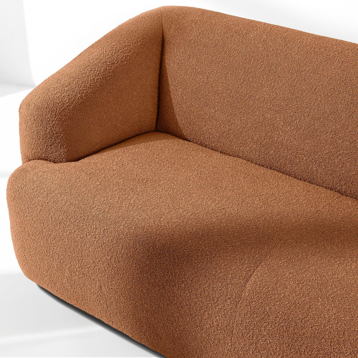 EINZELSOFA VIRA, Rost, Bouclé - Rotbraun/Schwarz, Holz/Holzwerkstoff (210/84/100cm) - KONSIMO®