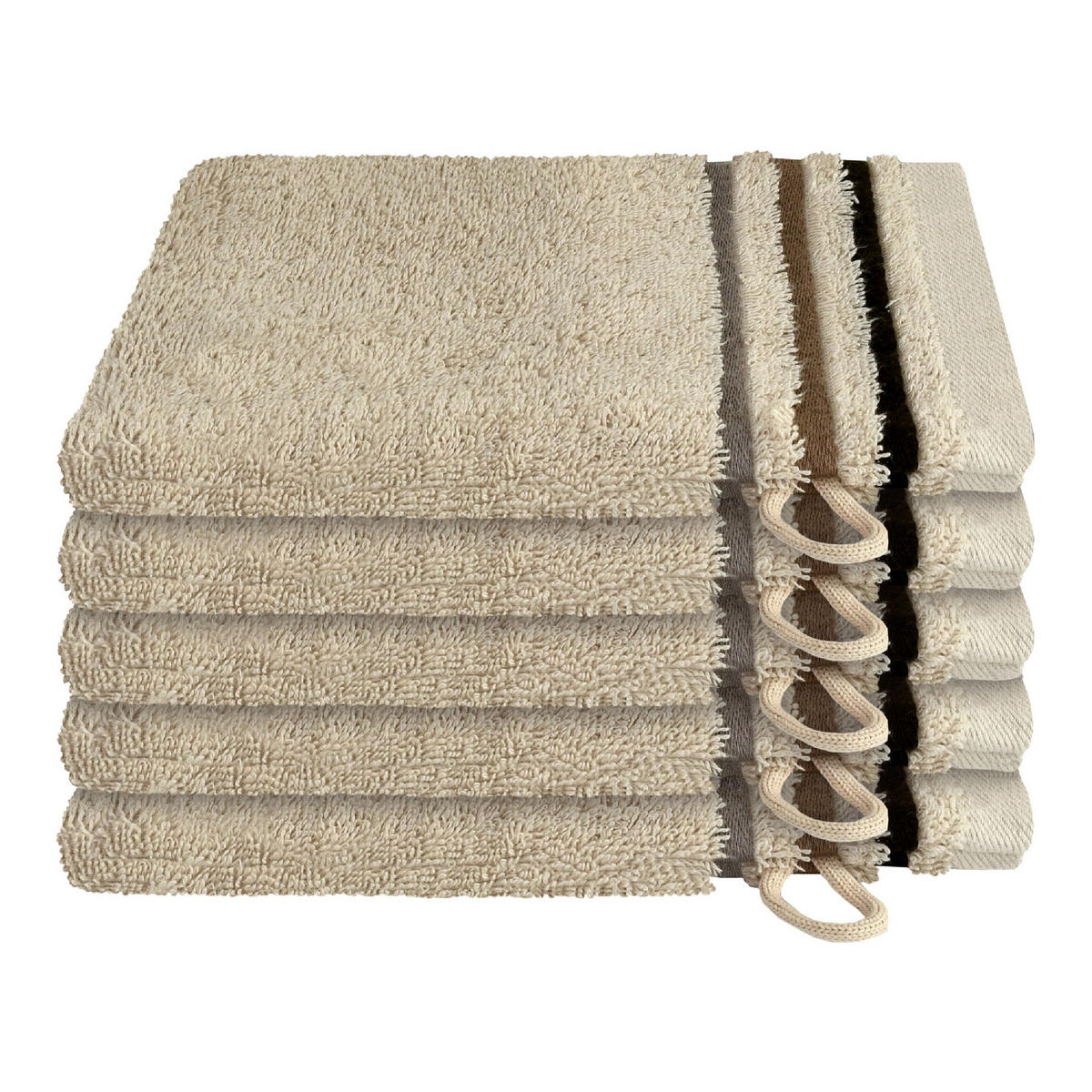 WASCHHANDSCHUHSET Skyline Color - 5-teilig - 16 x 22 cm - Sand - Sandfarben, Textil (16/22cm) - SCHIESSER