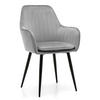 STUHL EMILIA gepolstert mit Steppung- hellgrau - Samt Velours - Hellgrau/Schwarz, Textil/Metall (58/90/58cm) - NEW HOME