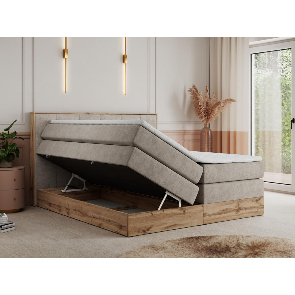 Thumbnail - MKS Boxspringbett, Beige, Textil, 2-Sitzer, H3, Rechteckig, 140x200 cm, Schlafzimmer, Betten, Boxspringbetten