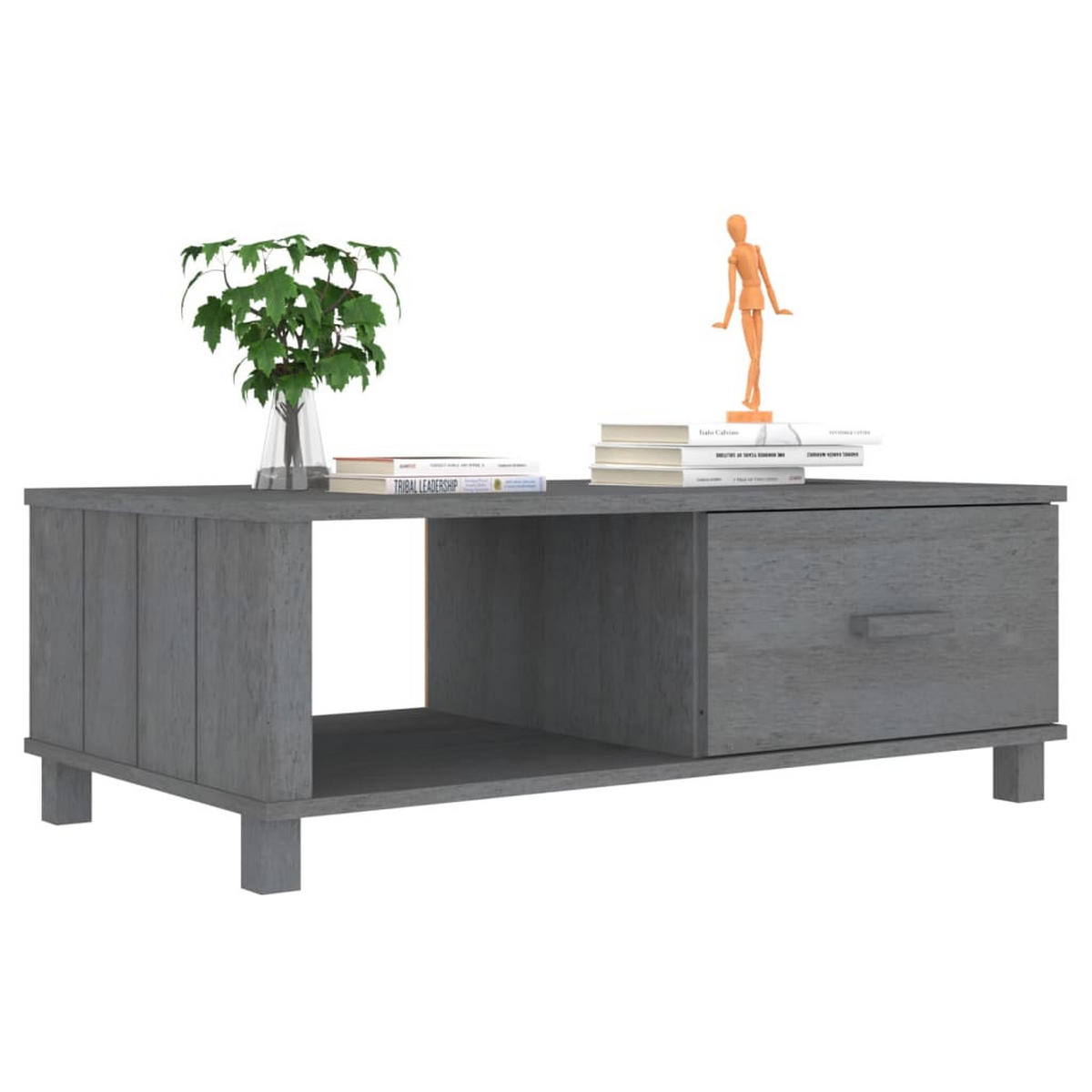 COUCHTISCH HAMAR Dunkelgrau 100x55x35 cm Massivholz Kiefer - Grau, Holz (100/55/35cm) - furnicato