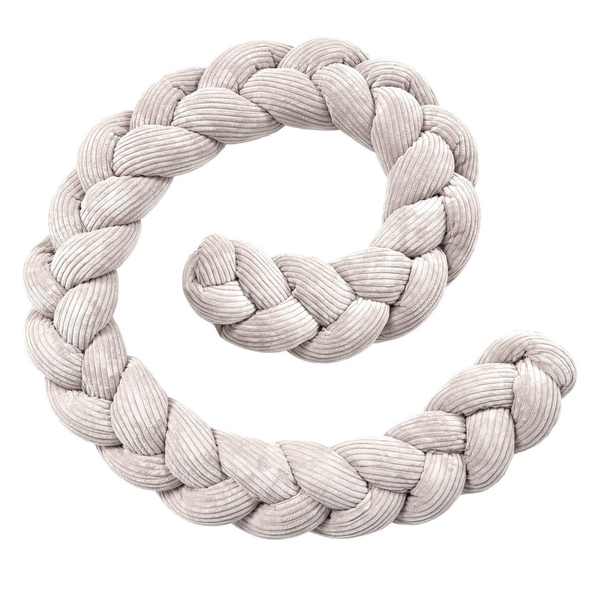 BETTUMRANDUNGSSCHUTZ geflochtene Bettschlange aus Cord, 150 cm, Ecru - Creme, Textil - MeowBaby