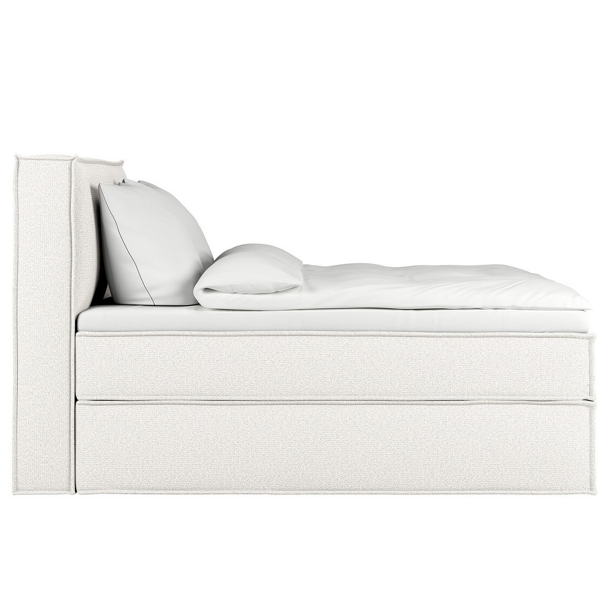 BOXSPRINGBETT mit Kopfteil - Premium - Weiß, Textil (200/200cm) - home24
