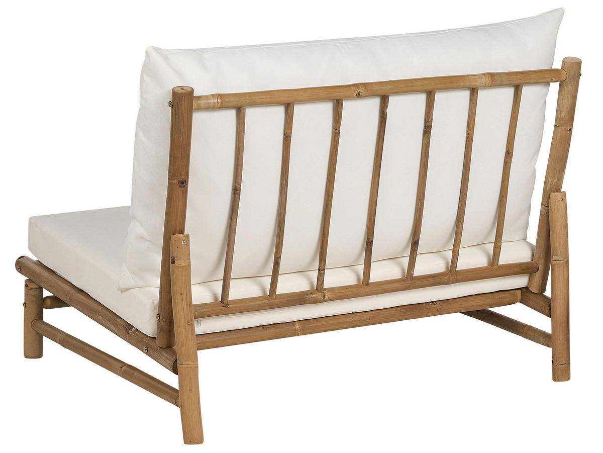 LOUNGE SET 2-Sitzer Hellbraun Auflagen cremeweiß Todi - Hellbraun/Creme, Holz - Beliani