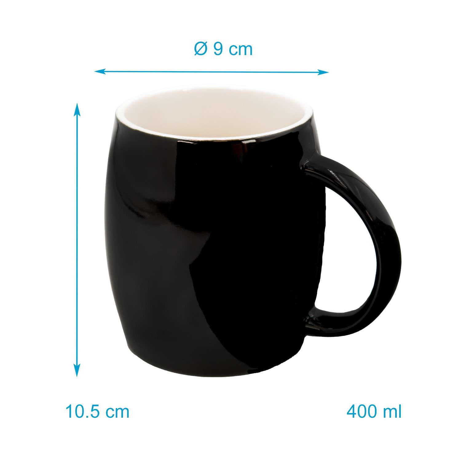 KAFFEETASSE 400ml - Schwarz, Keramik (0.4L) - Intirilife