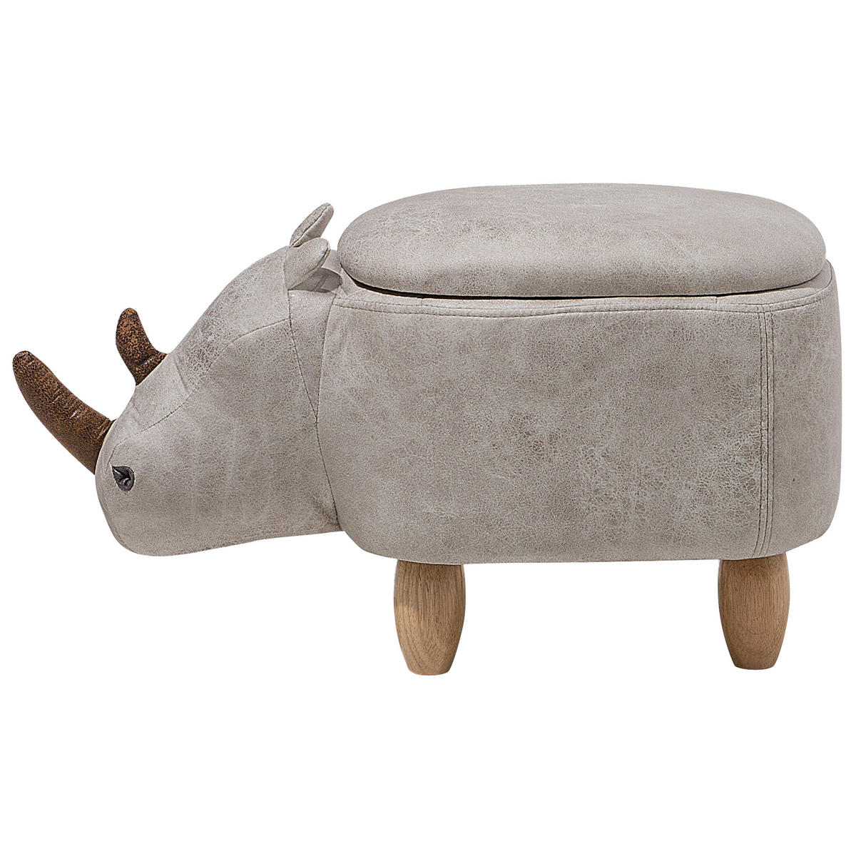 HOCKER Rhino 32/60/35 cm - Grau, Kunststoff/Textil (60/35/32cm) - Beliani