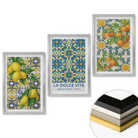WANDBILDER 3er Set - 40x60 cm Silberner Rahmen - Zitronen, Orangen, Blumen, Italien - Silberfarben, Kunststoff (40/60cm) - ArtPrintCave