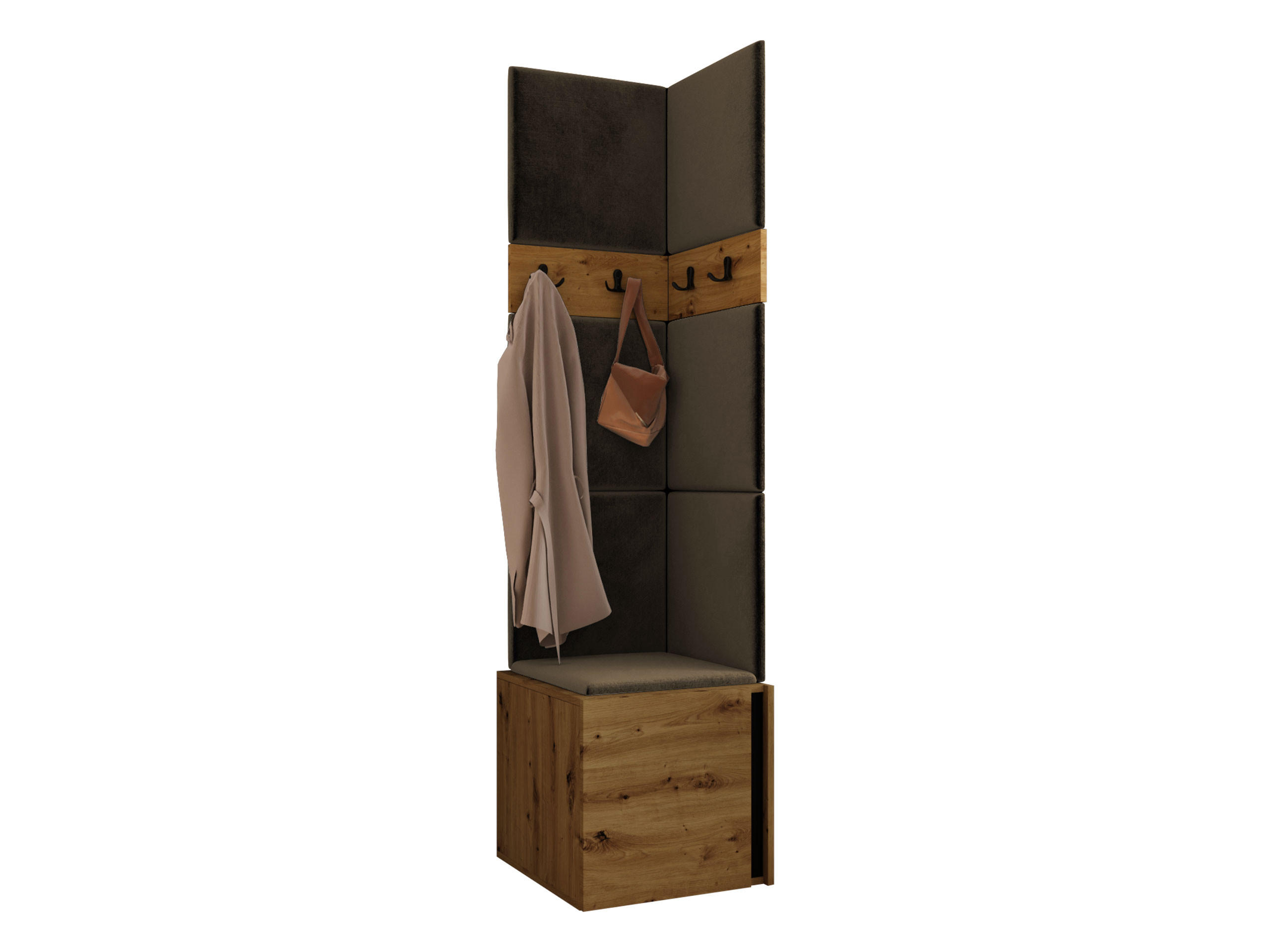 MOBILIER PENTRU HOL Orion XXI - maro/stejar Artisan, material plastic/compozit lemnos (42/186/46cm) - MIRJAN24