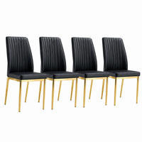 ESSSTUHL 4er-Set PU-Leder Schwarz mit goldfarbenen Metallbeinen - Schwarz, Metall (42.5/92.5/43cm) - Meubliv
