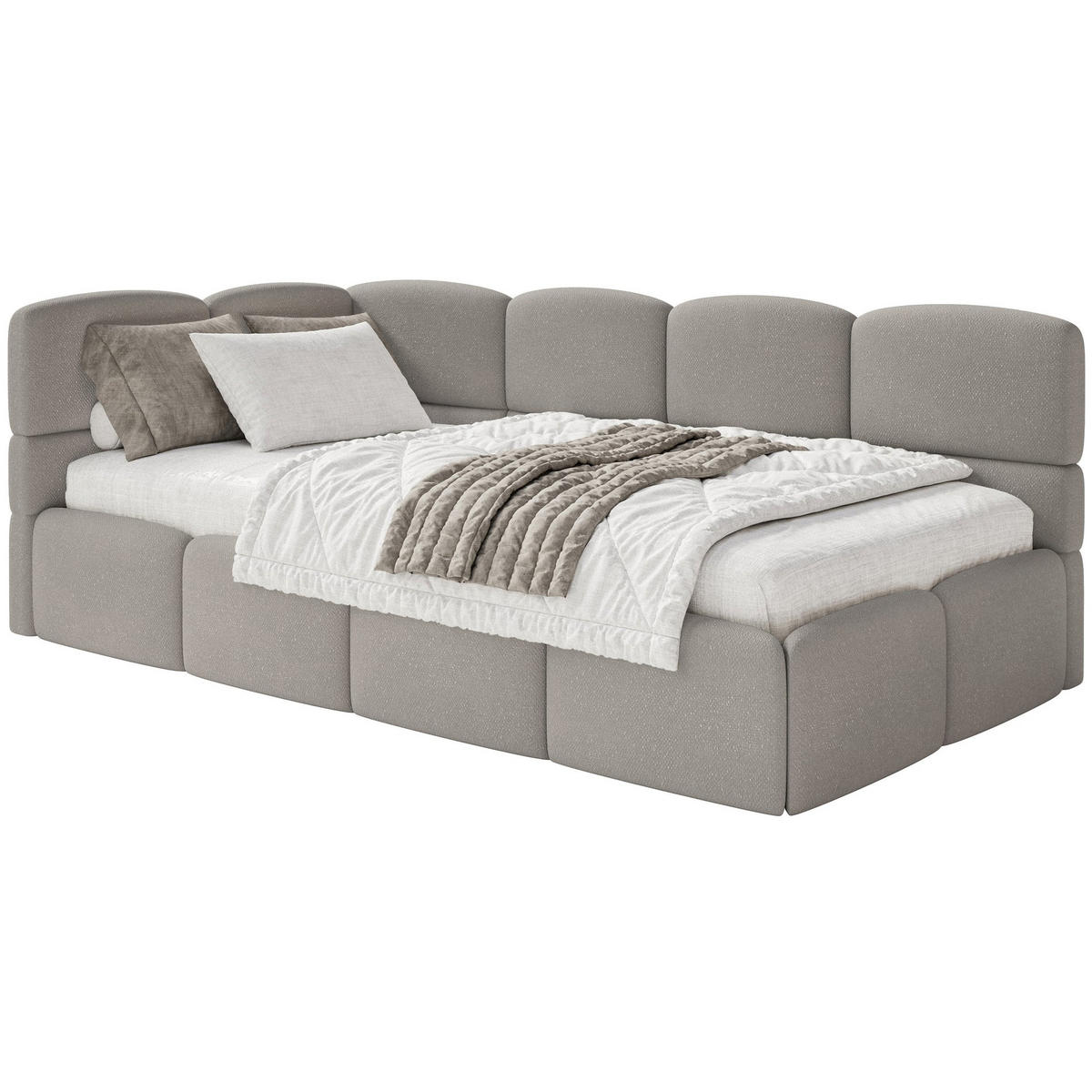 JUGENDBETT Cloudy Hellbraun 120 cm, Chenille - Hellbraun/Schwarz, Kunststoff/Textil (120/200cm) - Selsey
