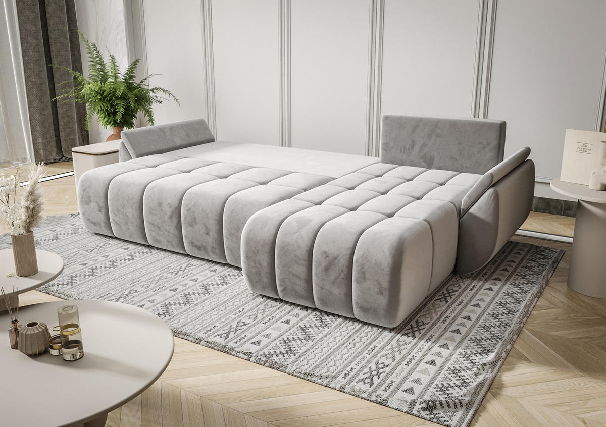 ECKSOFA mit Schlaffunktion TOKYO R Monolith 77 Rechts - Blau, Textil (280/185cm) - Bedante