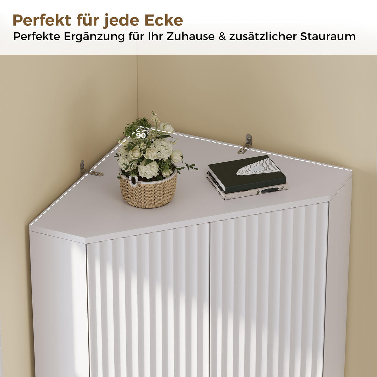 HIGHBOARD DE-38719 60/60/172 cm 4 Türen und verstellbare Böden Weiß - Weiß, Holzwerkstoff (60/172/60cm) - ComfortXL