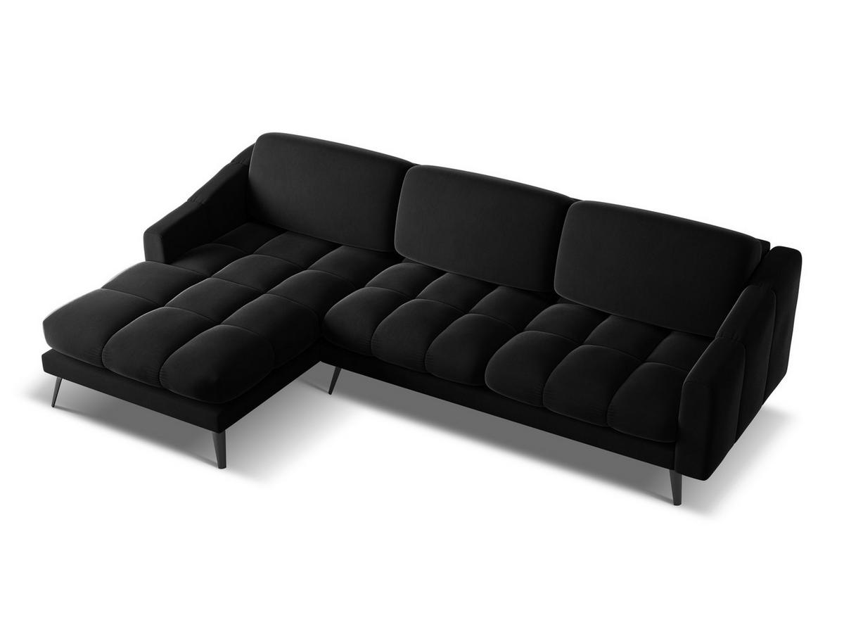 ECKSOFA Links Samt Stoff Schwarz - Schwarz, Textil/Metall (160/264cm) - Makamii