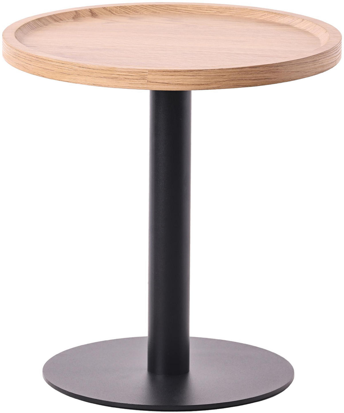BEISTELLTISCH Kombi Set Holz Natura - Eukalyptusholzfarben/Schwarz, Holz/Metall (40/40/42cm) - CLP