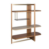 REGAL Rechtes rechteckiges aus hellem Nussbaumholz und Holz in Greige-Farbe 140/50/162 cm - Hellbraun/Greige, Holz/Holzwerkstoff (140/162/50cm) - ANGEL CERDA