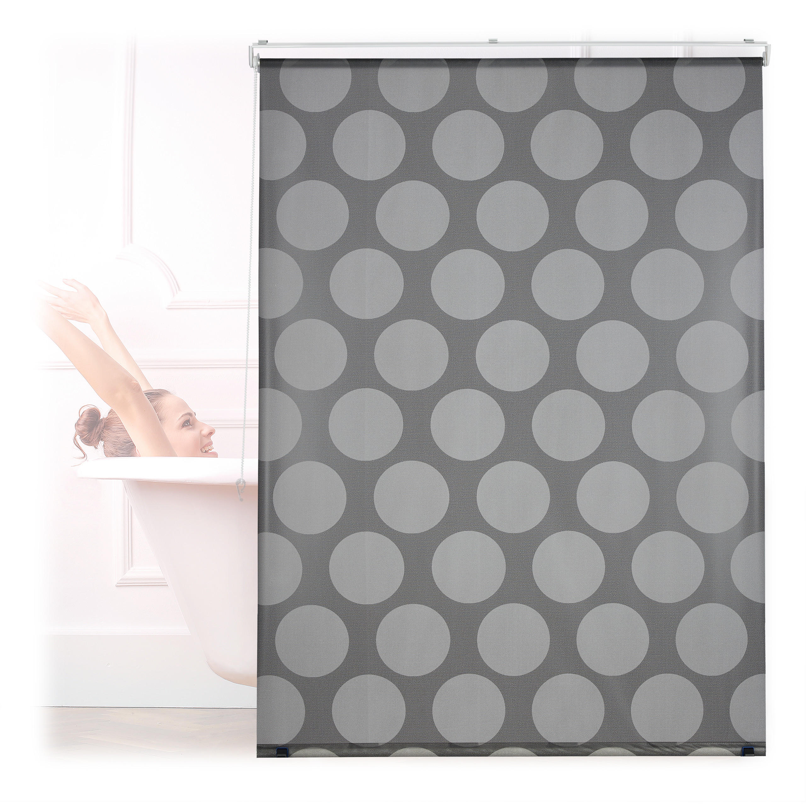 DUSCHROLLO - Grau, Kunststoff/Metall (120/4.5cm) - Relaxdays