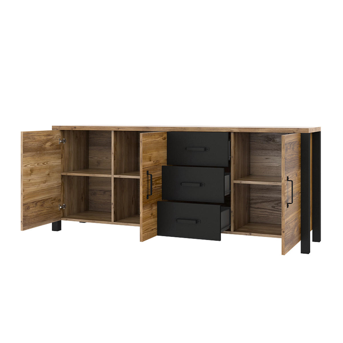 SIDEBOARD Lyam Holz und Schwarz - Schwarz, Holzwerkstoff (192/79/43cm) - Petits-meubles