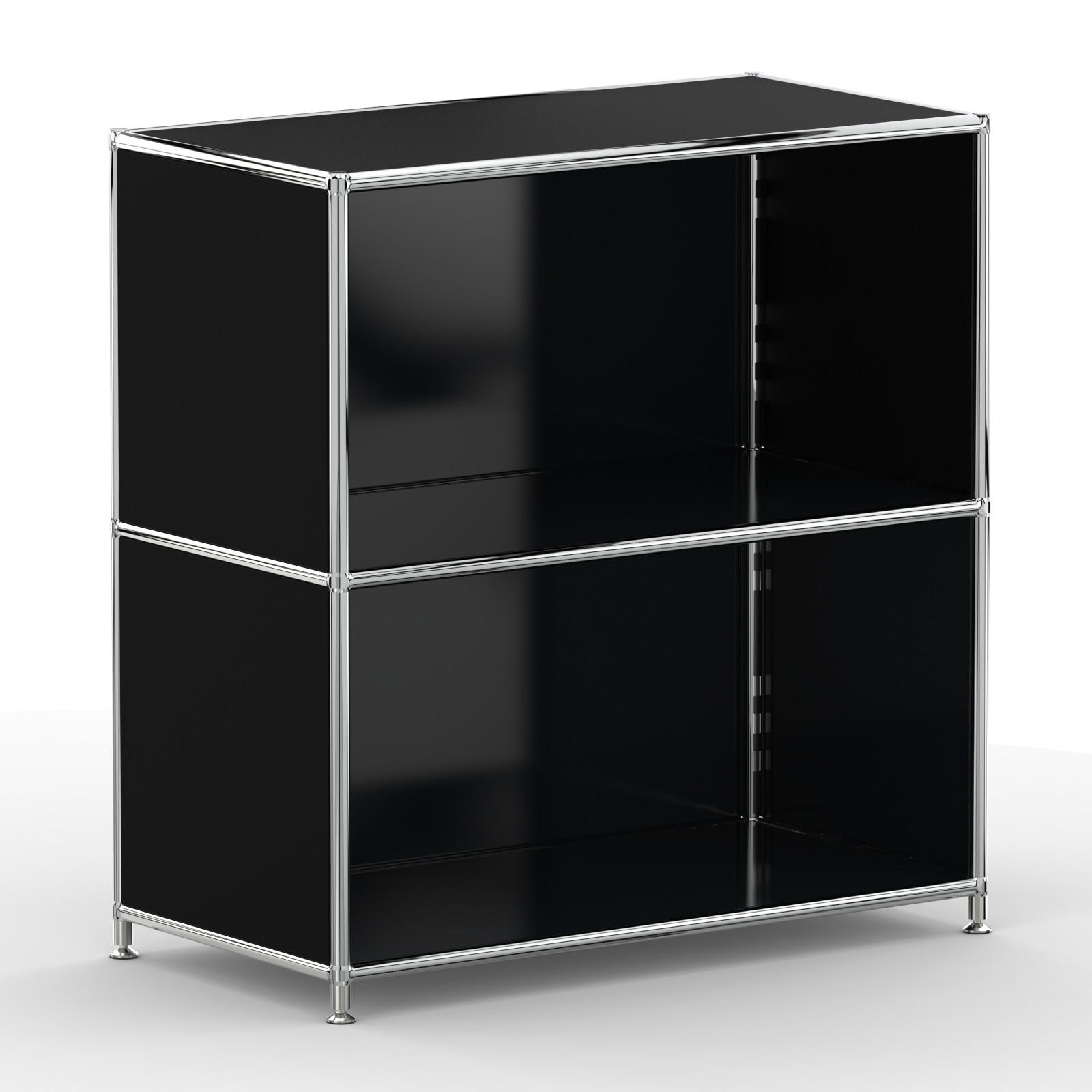 AKTENSCHRANK Büro, 2 offene Fächer, Breite 77 cm, Graphitschwarz - Chromfarben/Schwarz, Metall (40/80.5/77.2cm) - Versee