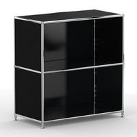 AKTENSCHRANK Büro, 2 offene Fächer, Breite 77 cm, Graphitschwarz - Chromfarben/Schwarz, Metall (40/80.5/77.2cm) - Versee