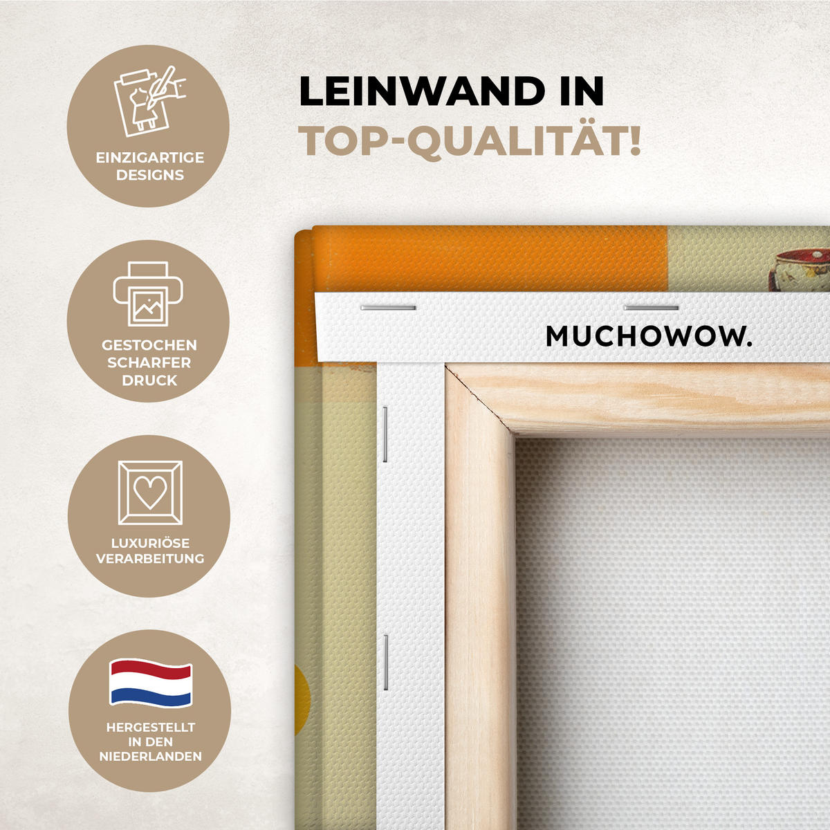 LEINWANDBILD Mädchen - Sonnenbrille - Katze - Retro Gemälde 60x40 cm - Beige, Textil (60/40cm) - MuchoWow