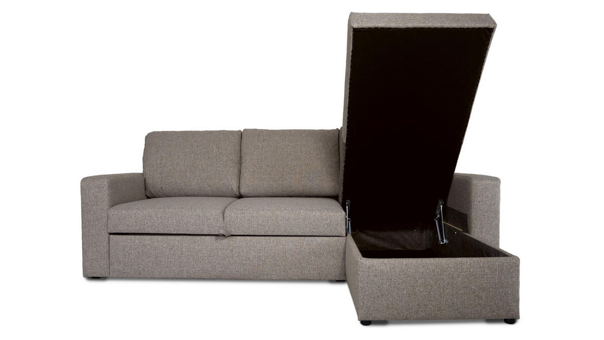 ECKSCHLAFSOFA grau sandfarben - Sandfarben, Textil (230/151cm) - ebuy24