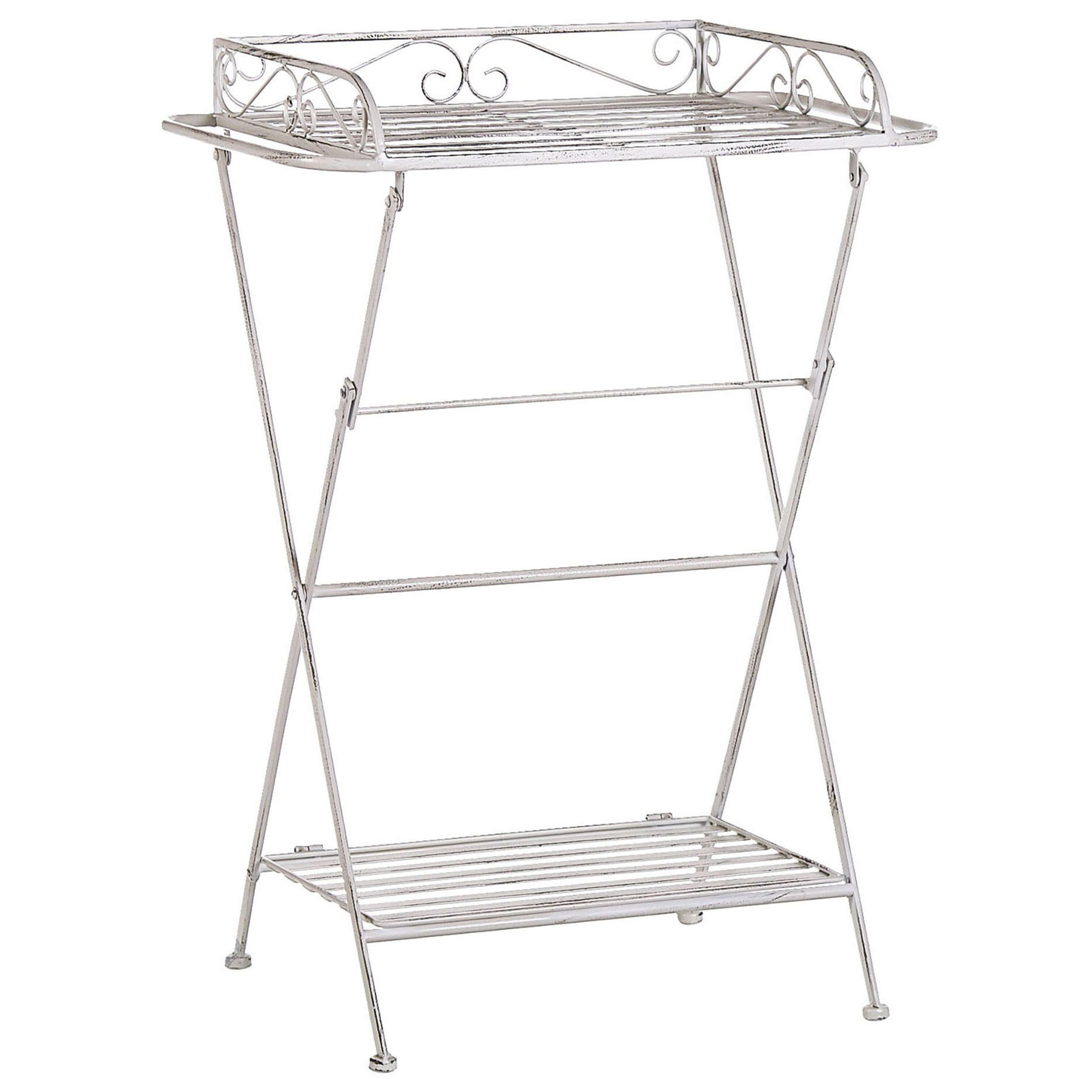 GARTENTISCH Metall Weiß Ancud - Weiß, Metall (35/53/73cm) - Beliani