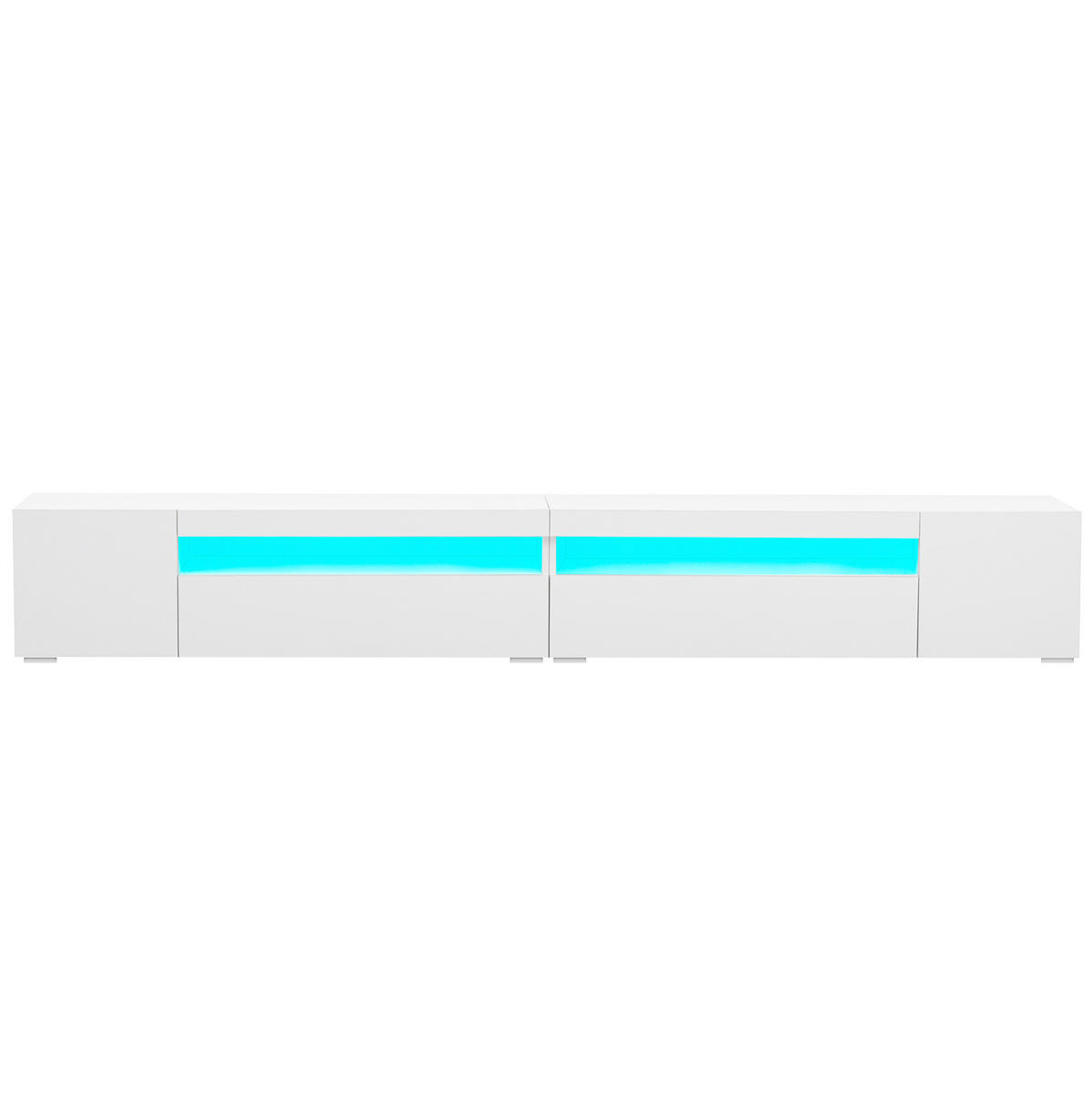 LOWBOARD 240/35,5/38,5 cm in Weiß mit LED-Beleuchtung und viel Stauraum - Weiß, Holzwerkstoff (240/35.5/38.5cm) - Flora Grace