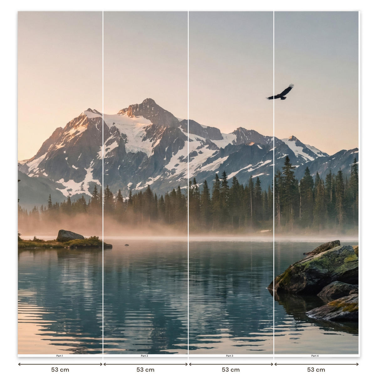 TAPETE - Berge - Wasser - Bäume - 200x220 cm - Multicolor, Papier (200/220cm) - OnlyWow