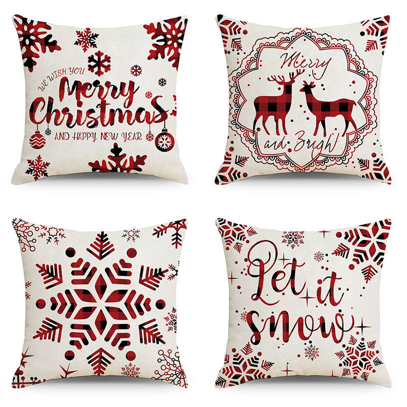 KISSENBEZUG – Weihnachtskissenbezug (Kissenfüllung nicht enthalten) – 45 x 45 cm – Multicolor(vier Stück) - Multicolor, Textil (45/45cm)
