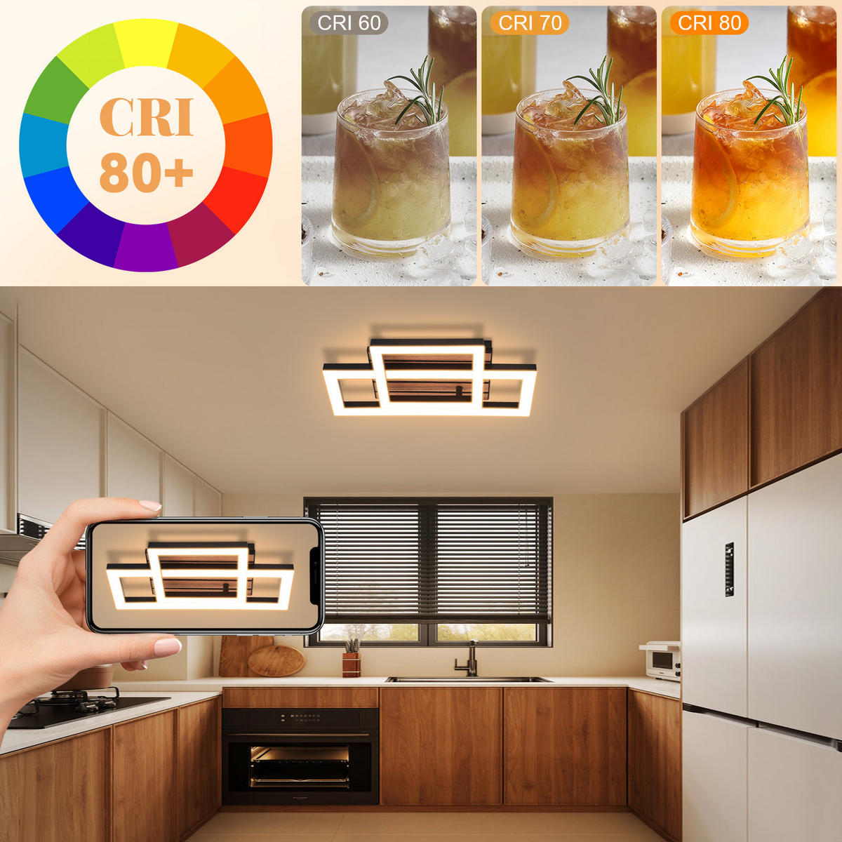 LED Deckenleuchte 22/35/8cm - Schwarz, Metall (35/22/8cm) - Nettlife
