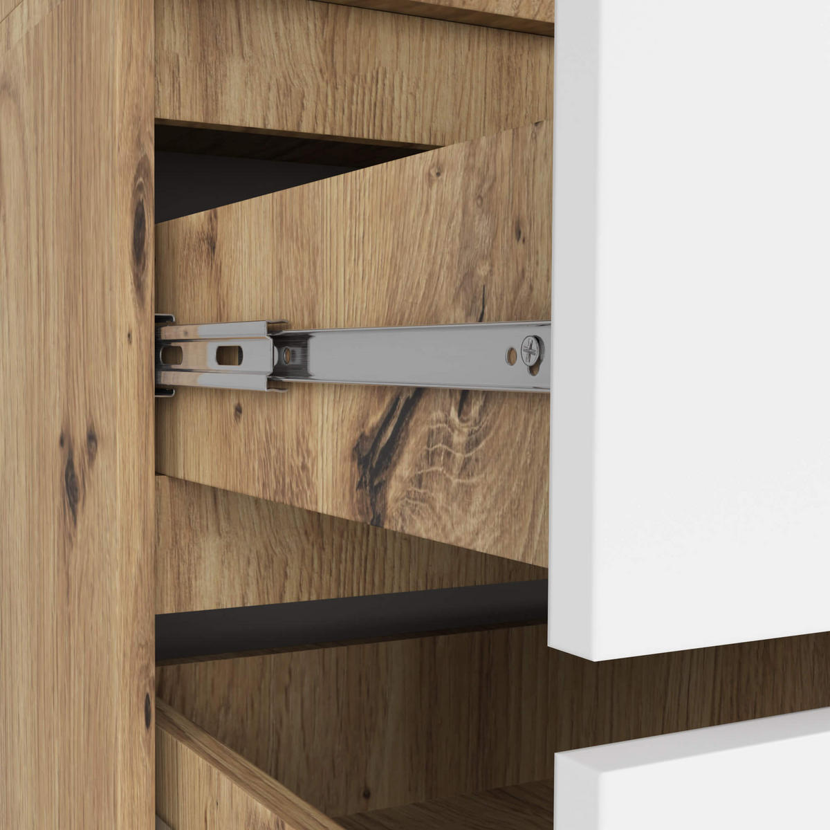 KLEIDERSCHRANK Eiche Artisan, Weiß 180x51x90 cm - Weiß/Eiche Artisan, Holzwerkstoff (180/180/51cm) - Akord