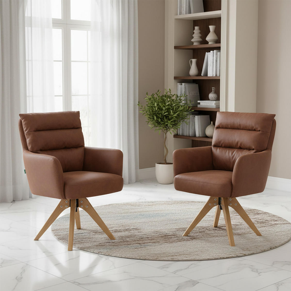 ARMLEHNSTUHL Mika-Juna 2er-Set - Honigeiche/Braun, Eichenholz/Holz (59/94/66cm) - DUBI Möbel