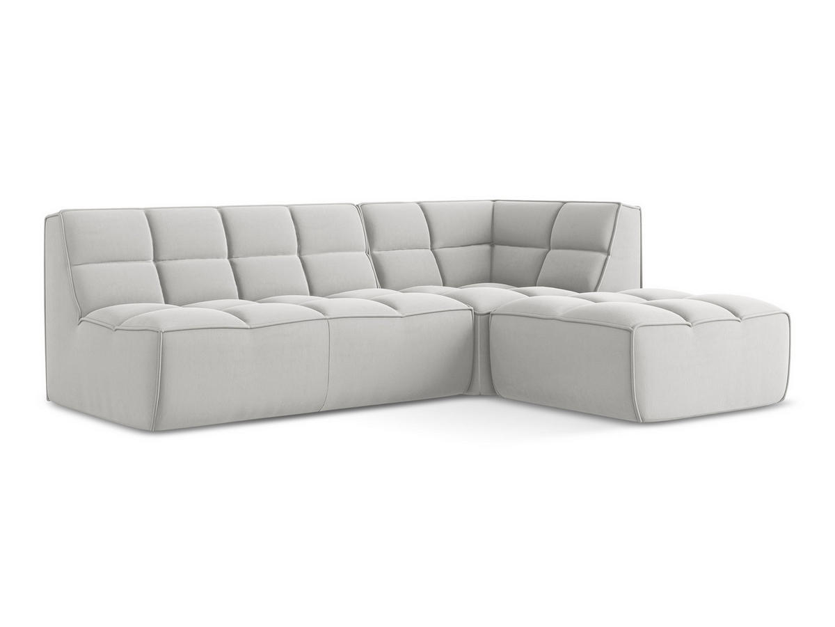 ECKSOFA Beidseitig Samt Stoff Grau - Silberfarben/Schwarz, Kunststoff/Textil (258/178cm) - Makamii