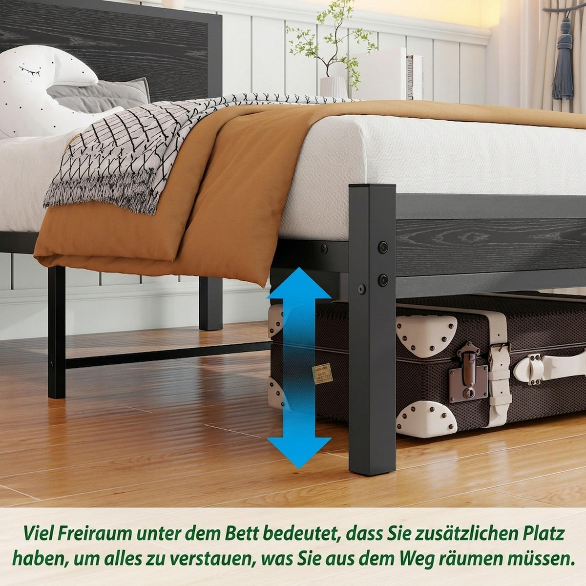 METALLBETT 90/200 cm Schwarz mit Stauraum - Schwarz, Metall (90/200cm) - Oxeza