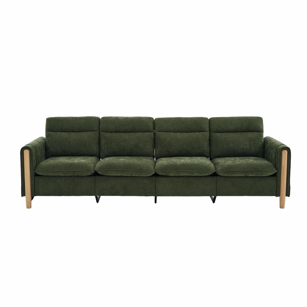 WOHNLANDSCHAFT U-Form modular mit 2 Stauraum-Hockern, DE-33935, Grün - Grün, Holzwerkstoff (261/86/77cm) - ComfortXL